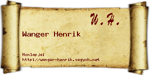 Wanger Henrik névjegykártya